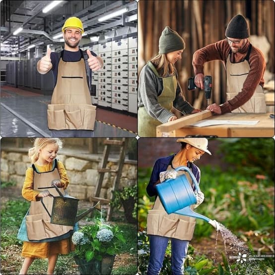 Tablier Outils de jardin avec Poches, Fermeture à Boucle Réglable