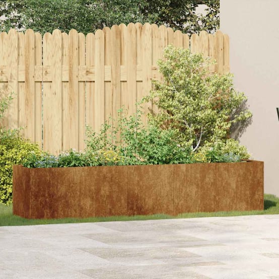 Jardinière Rectangulaire En Métal Robuste Pour Extérieur, Sans