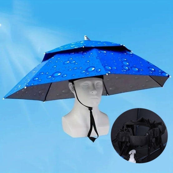Chapeau Parapluie Pliable Mains Libres Avec Protection UV