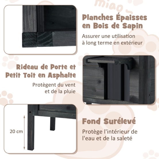PawHut Maison D'extérieur Pour Chat Avec Toit De Protection Contre Les Intempéries Pour Pl... | Home Depot Canada