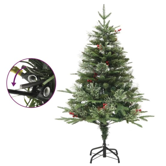 Sapin de Noël Arbre de Noël prééclairé et pommes de pin vert 150cm PVC et PE Jardiland