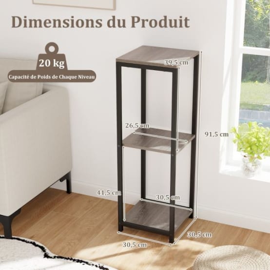 Support D'angle En Métal à 3 Niveaux Pour Plantes D'intérieur