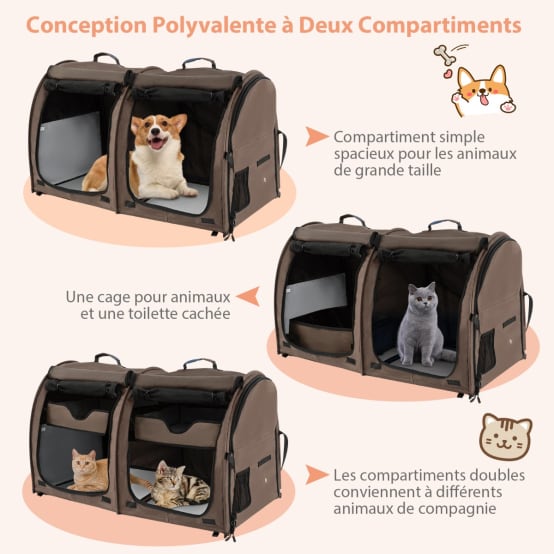 Sac de Transport pour Chat et Chien Pliable avec Compartiments