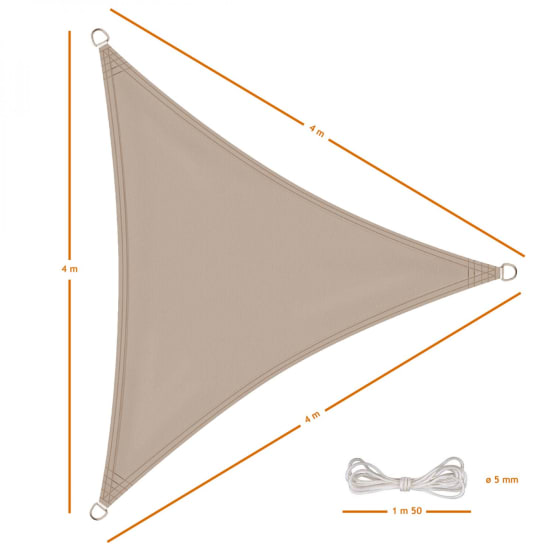 Voile D'ombrage Rectangulaire Imperméable Et Anti-UV - 3 X 5 M - Taupe