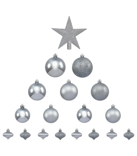 Déco De Sapin De Noël Kit 44 Pièces, Boule, Guirlande Et Cimier Bleu Champagne Et Argent 670503a12de94b7fdd44f444