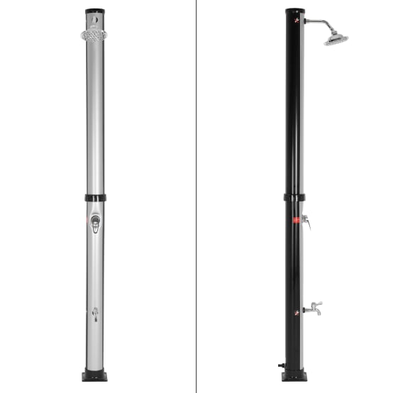 Douche solaire d'extérieur + douche à pied et pomme de douche noir