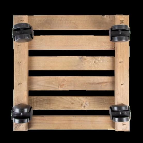 Support à Roulettes En Bois Pour Plantes D'intérieur Rond - Naturel