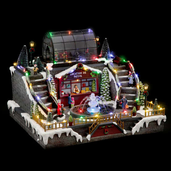 Village de noel patinoire animée hot sale