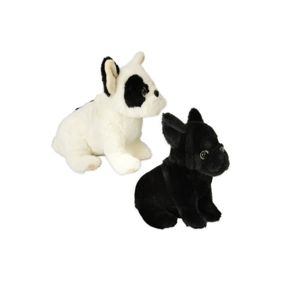 sunkid - 1 Peluche Bouledogue Noir ou Blanc modele aleatoire 35cm - Jardiland