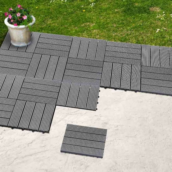 Dalles terrasse en composite effet bois Lot de 5 Gris Gris TERRE