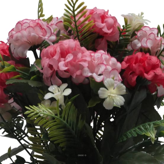 Fleurs Cimetière Blanc Rose Fleurs Artificielles En Pot SIFOEL - Chrysanthèmes Pour Cimetière - Décoration Tombale Blanche Et Rose Fleurs Artificielles Cimetiere En Pot Lesté Extérieur