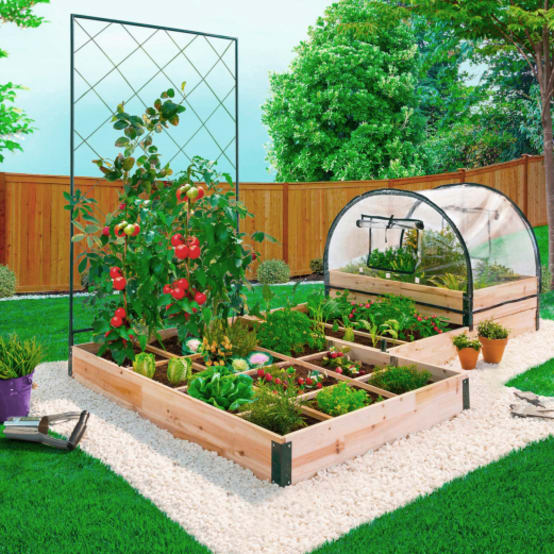 Kit complet carrés potagers modulables bacs treillis housse