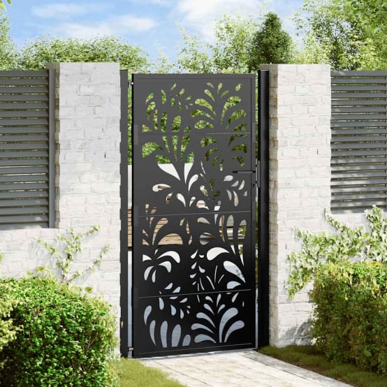 Portail De Jardin | Portail De Clôture | Portillon De Jardin PVC Et Acier 100x164 Cm Anthracite Cfw99675 94189561