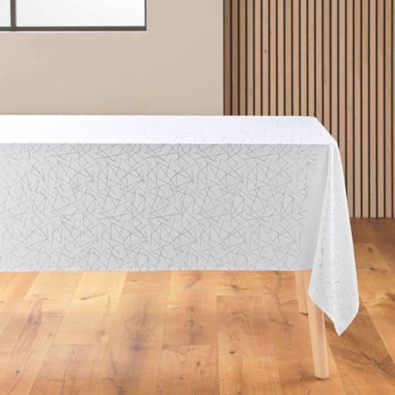 LA NAPPE EST RÉSISTANT AUX TACHES DE RÉSINE TRAITÉE MIROS COEUR BLANC Cm. 140x140 X4 Personnes