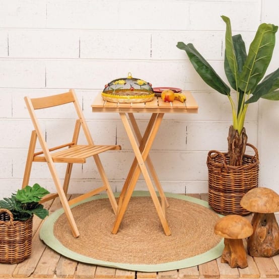 Table pliante 60 x 60 cm en bois Jardiland