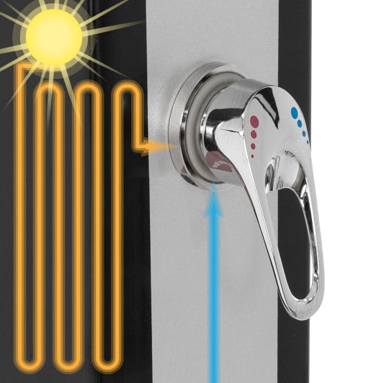 Douche solaire d'extérieur + douche à pied et pomme de douche noir