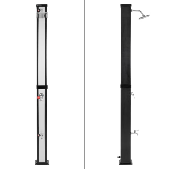 Douche solaire d'extérieur + douche à pied et pomme de douche noir