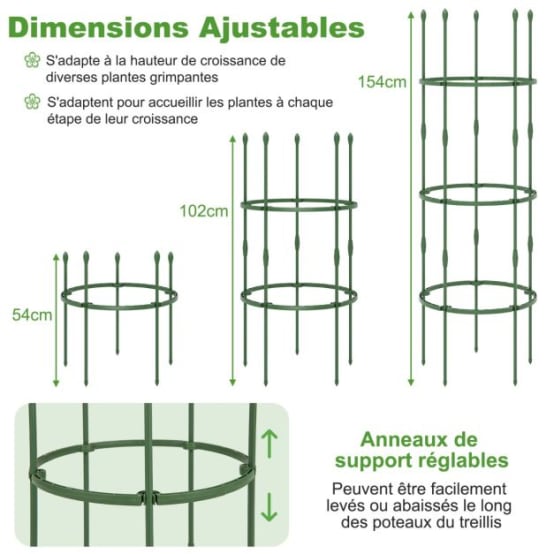 Lot De 30 Piquets De Support Pour Plantes, 3 Tailles (37 Cm