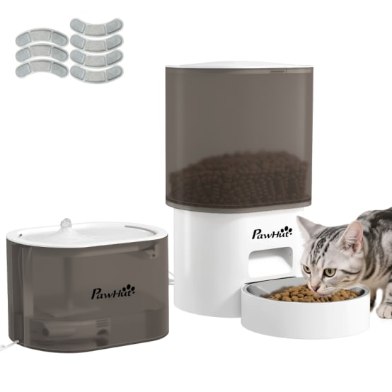 Gamelle Connectée Chat XTUES Distributeur Automatique De Nourriture Pour Chat – Distributeur Intelligent De Distributeur Croquettes Et Eau Chat Automatique