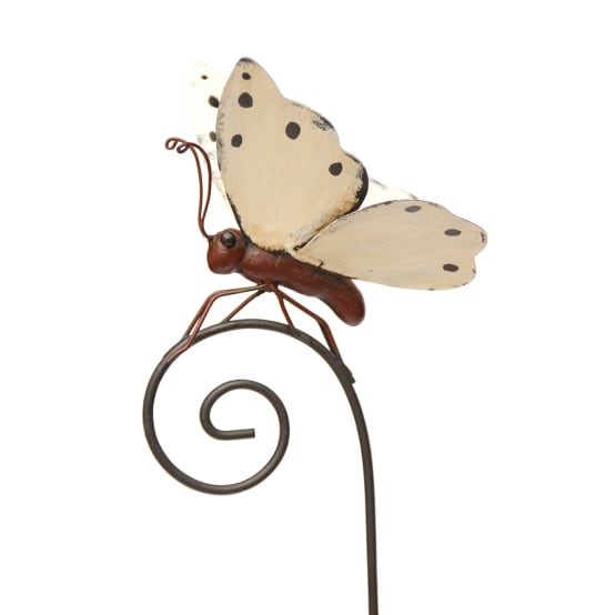 Garden ID - Tuteur métal papillon blanc L.20 x l.23 x H.98 cm