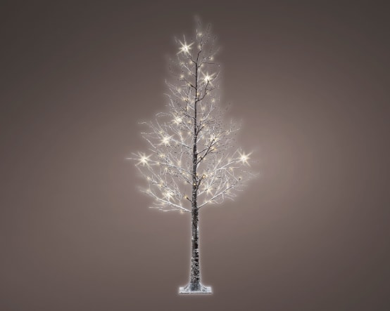 LED Arbre Noël enneigé Marron - Ø.80 x H.125 cm - 48L Blanc chaud -  Jardiland