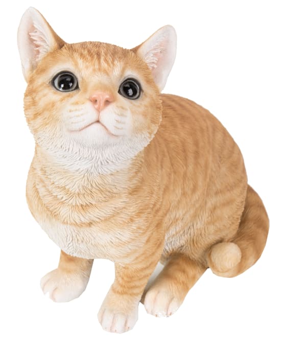 Figurine chat roux tête en l'air H30 cm - Jardiland