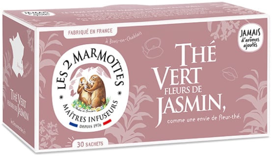 Thé vert à la menthe - les 2 marmottes - 45 g (30 sachets)