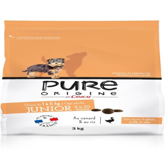 Croquettes chien petite taille canard 3kg Pure Origine Jardiland