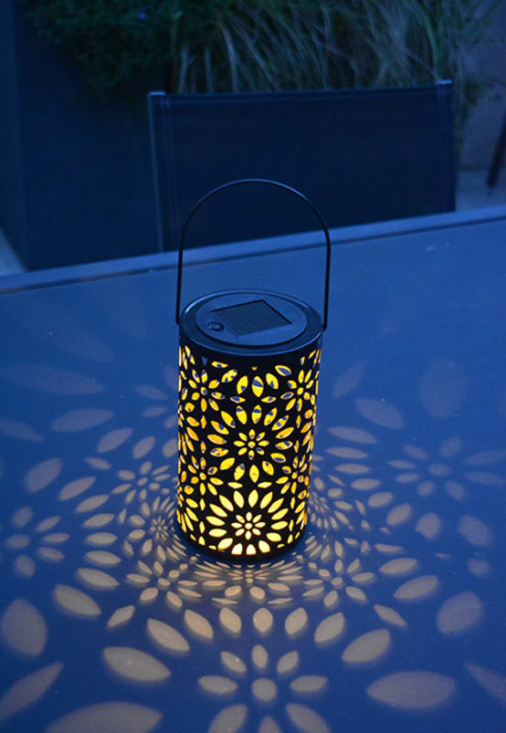 Lanterne solaire en verre leopard d16xh35.5cm