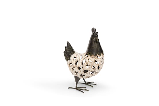 Paire de poules, décoration Pâques, printemps, poules  décoratives avec chapeau H11cm lot de 2-02258