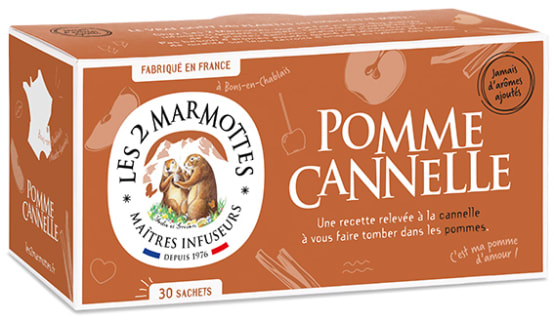 Les 2 Marmottes - Infusion Pomme Cannelle 30 sachets - Jardiland