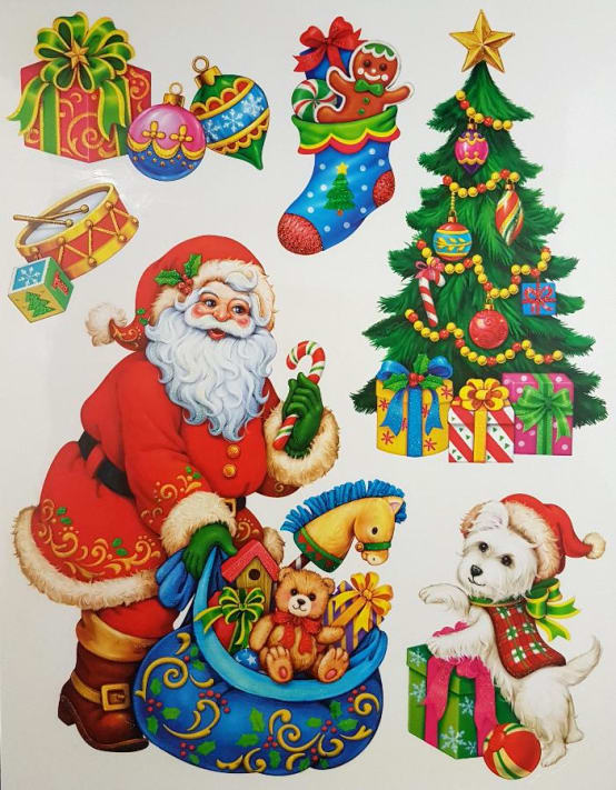 Stickers Fenêtre Noël Lutin Dans La Voiture Électrostatique I
