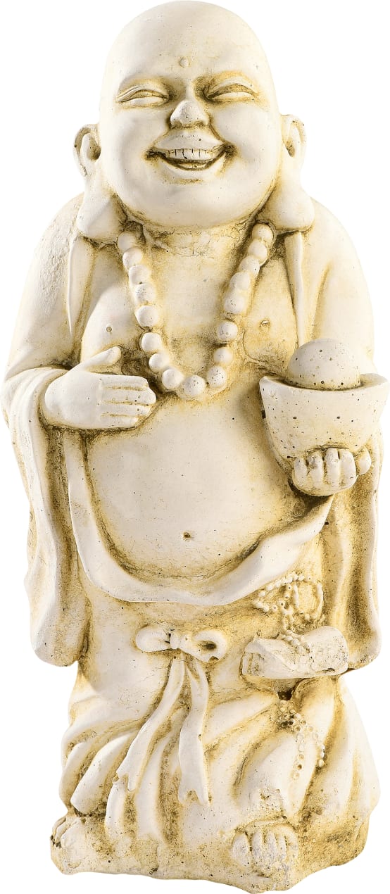 Statue Bouddha debout boule ton vieilli Jardiland