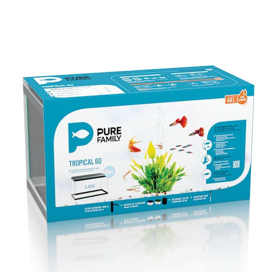 Aquarium pour poisson Tropical 60 gris Pure Family Jardiland