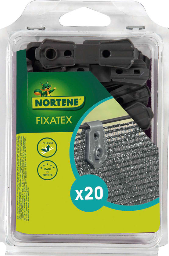Clips de fixation pour brise-vue NORTENE Fixatex gris - Lot de 20