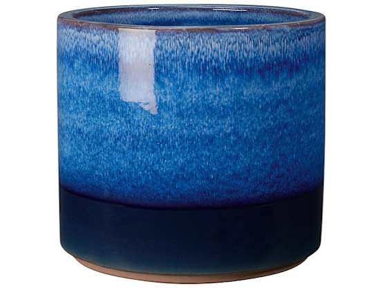 Pot Océan Terre cuite émaillée Bleu Azur Ø 30 cm H 27 cm - DEROMA - Jardiland
