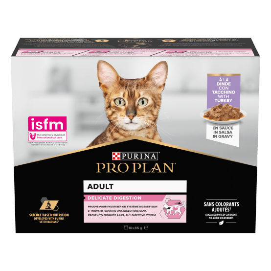 Pâtée pour chat en sauce delicate à la dinde 10 x 85 g Pro Plan Jardiland