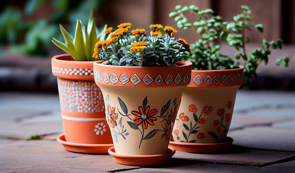 Pot carré imitation terre cuite avec frise - Poterie/Pots de fleurs design,  déco - Boutique décoration et aménagement jardin - poterie jardin - Univers  Jardin